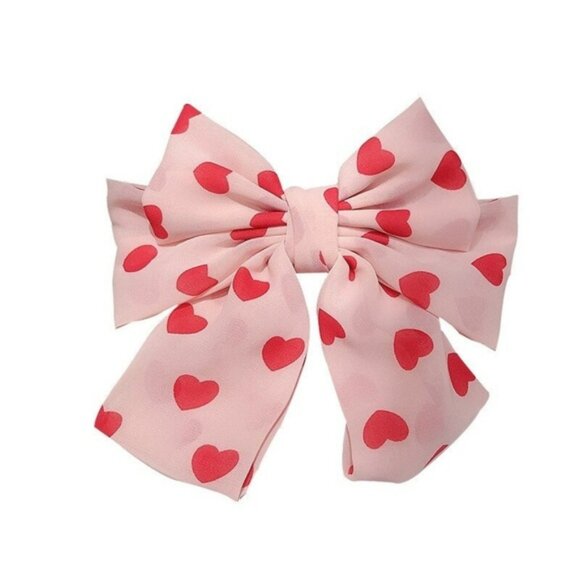 Oversized Hearts Bow French Barrette Hair Clip - Picture 6 of 14